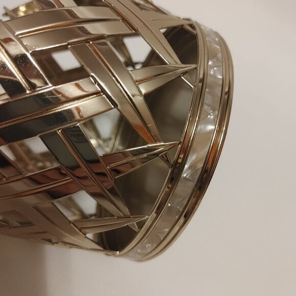 Bath and Body Works Gold Three Wick Candle Holder Gold with Faux Pear In… - Picture 5 of 9